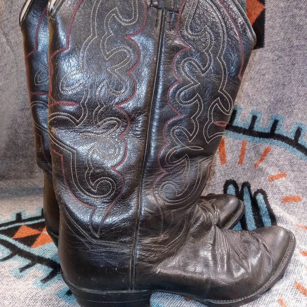 Vintage 1970s Mens Black Cowboy Boots_4